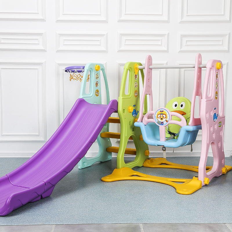 Children indoor playground plastic baby sliding and swing set