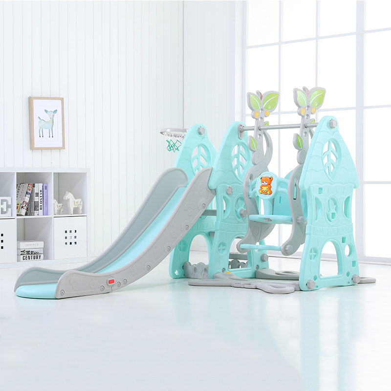 Hot sale plastic children toys kids baby indoor slide with swing set