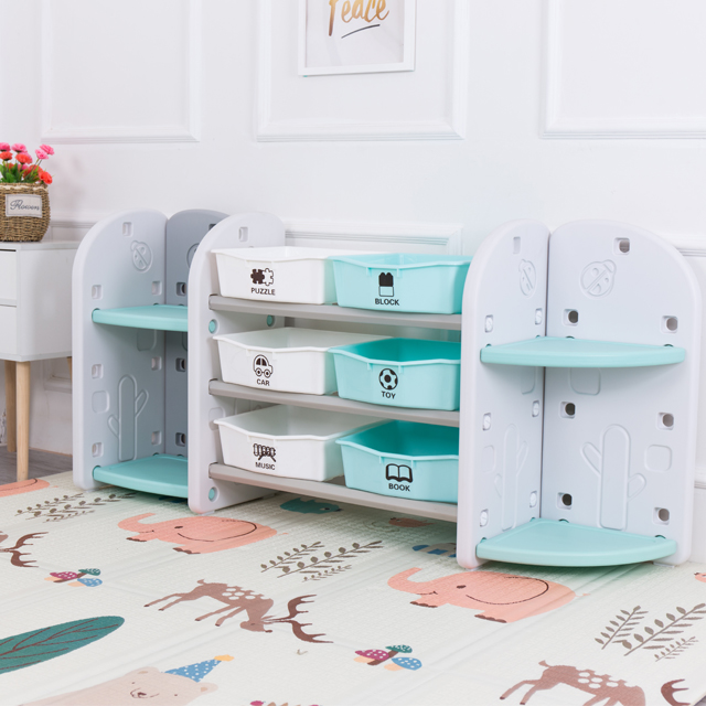 kids storage book toy shelf plastic material child cabinet for home use 
