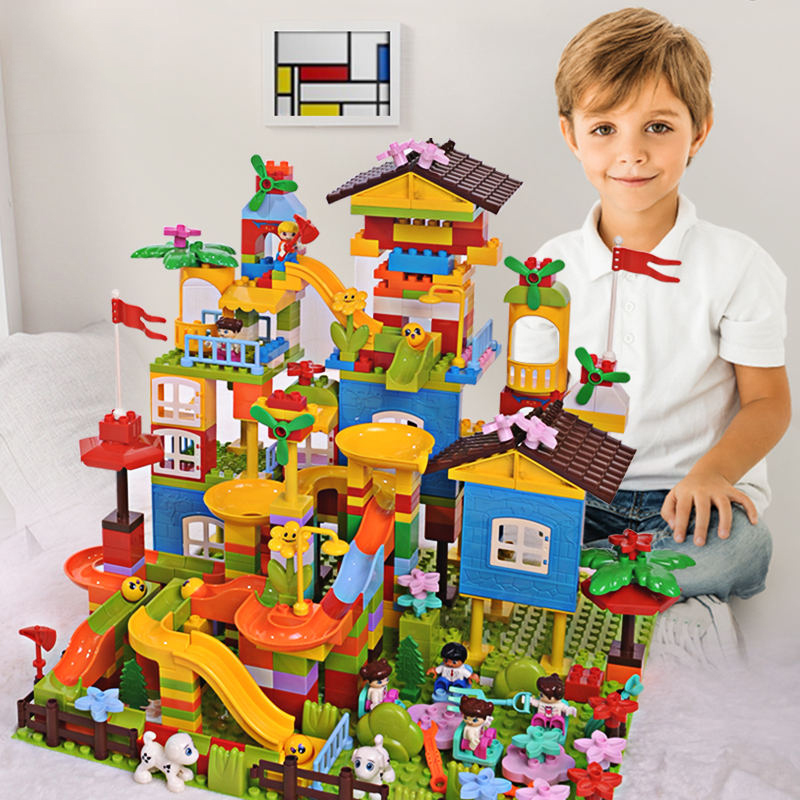 Puzzle plastic block montessori children DIY kindergarten plastic bricks baby indoor building blocks educational toy 