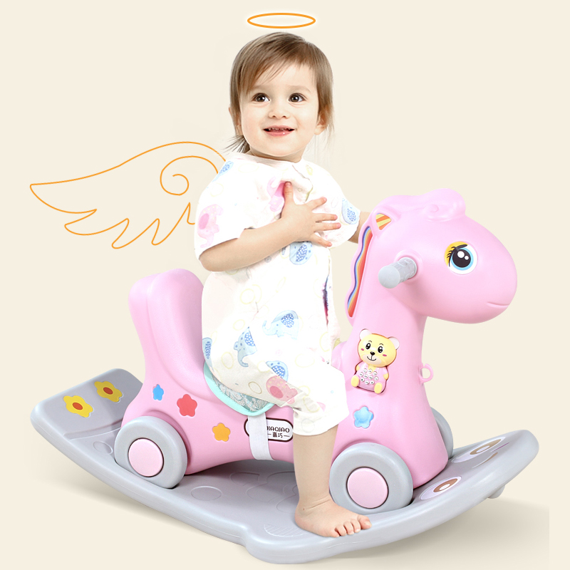 Updated 3 in 1 children's indoor combination 1-3 years old baby rocking horse with music 